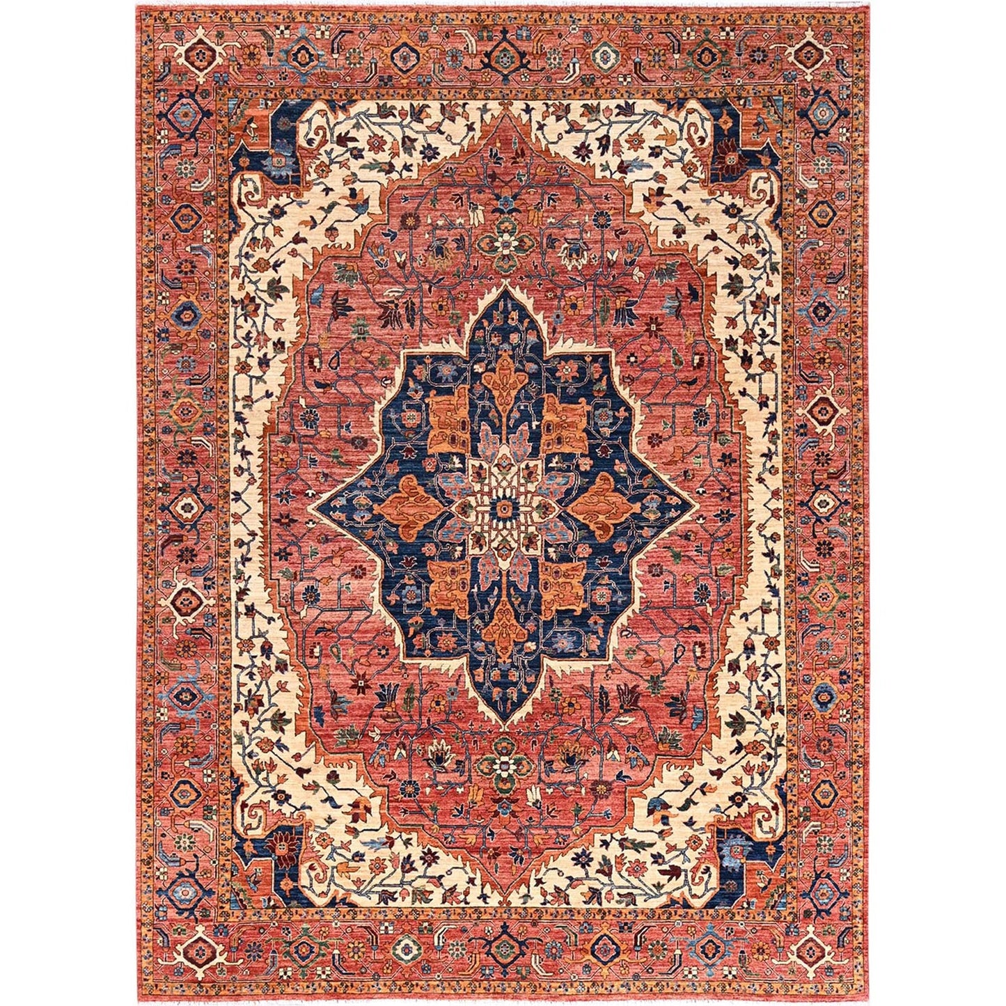 10'2"X13'8" Red Seeripe Heris Aryana Collection Soft Wool Hand Knotted Rug