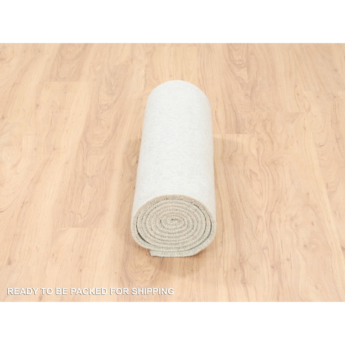 2'6"X10'1" Beige Hand Loomed Wool, Plant Based Silk Oriental Runner Rug
