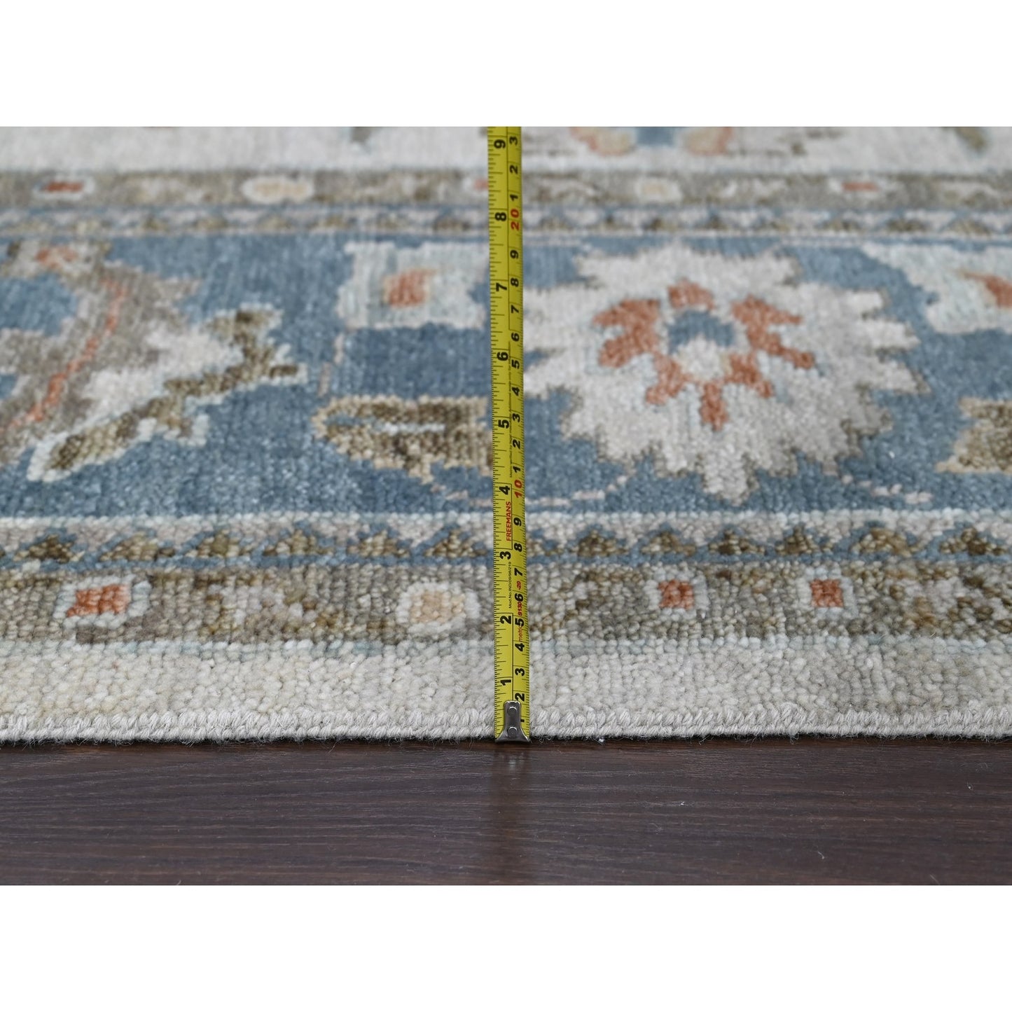 12'X17'9" Light Gray Pure Wool Hand Knotted Oushak Design Oversized Rug