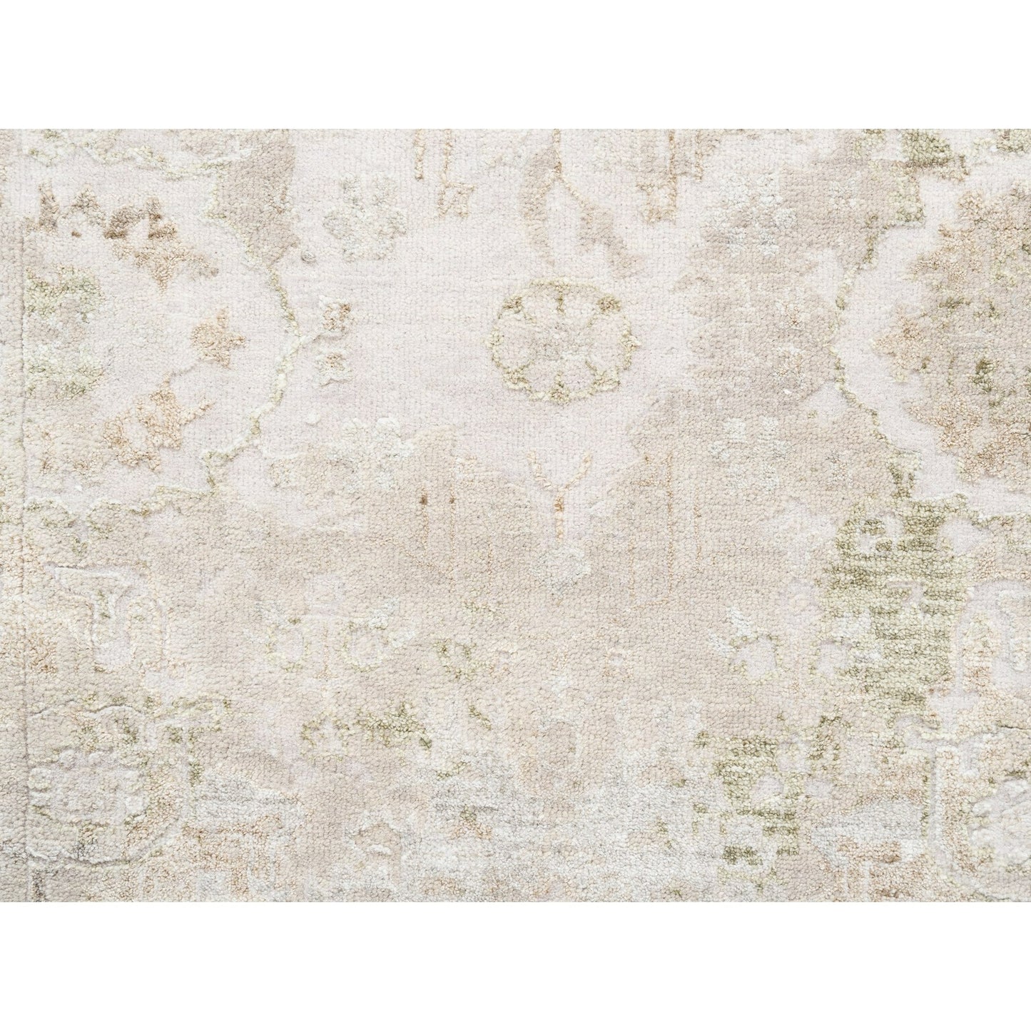 3'X5' Hand Knotted Beige Modern Wool And Silk Oriental Rug