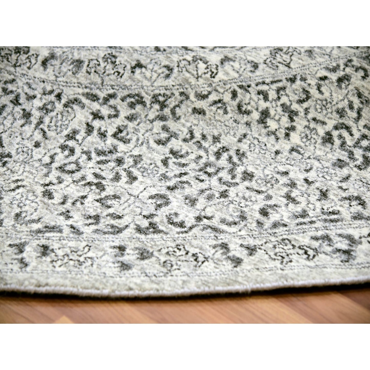 10'X10' Oxford White Hand Knotted Organic Wool Mamluk Dynasty Round Rug