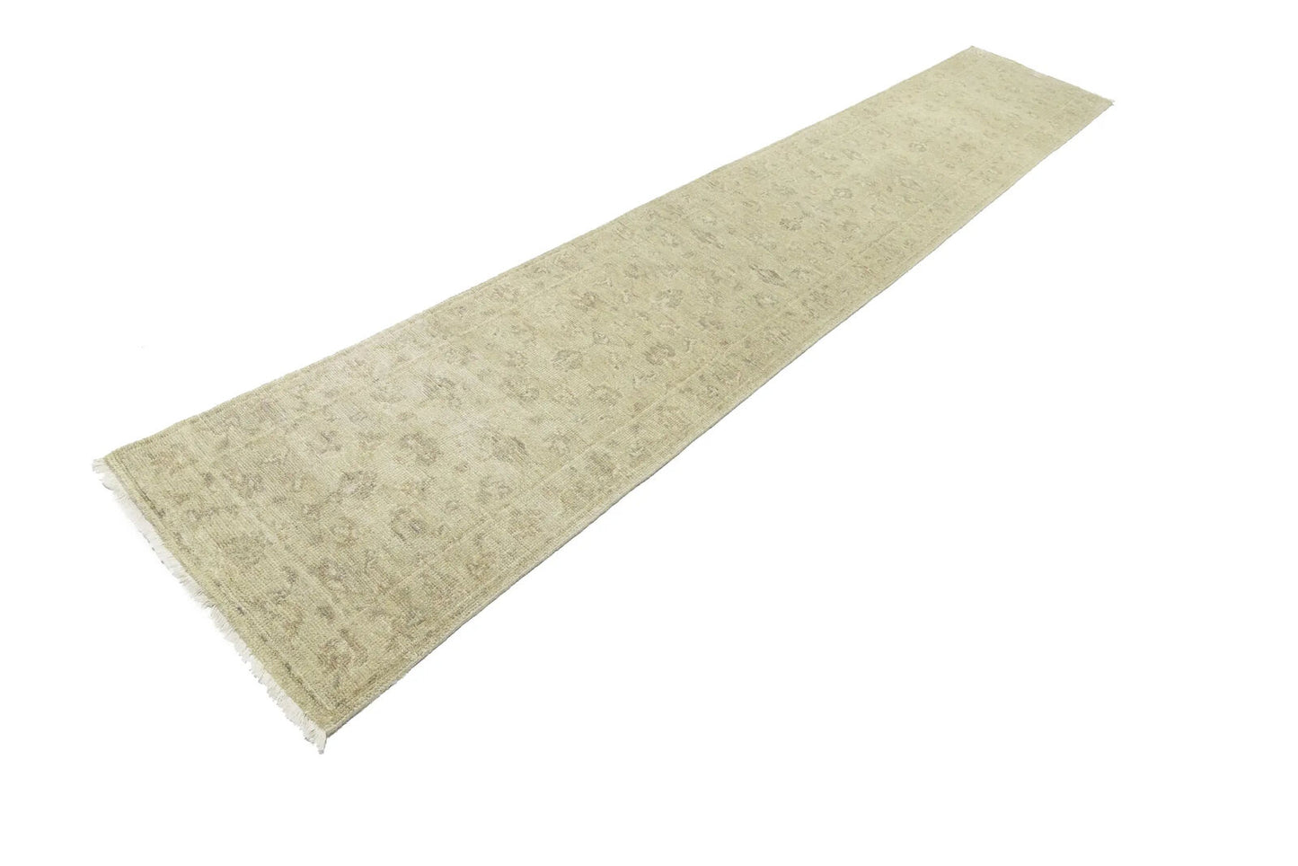 Handmade Wool Oriental Runner Rug Muted Floral