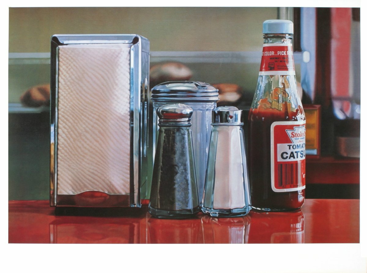 Ralph Goings Color Pick " Poster Realism Red, Multicolor Ketchup