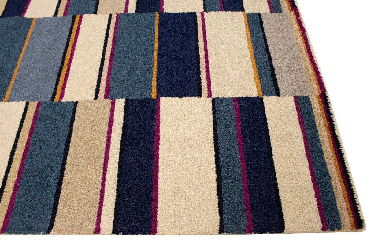Hand-Tufted Multicolored Stripes Rug Modern Kids