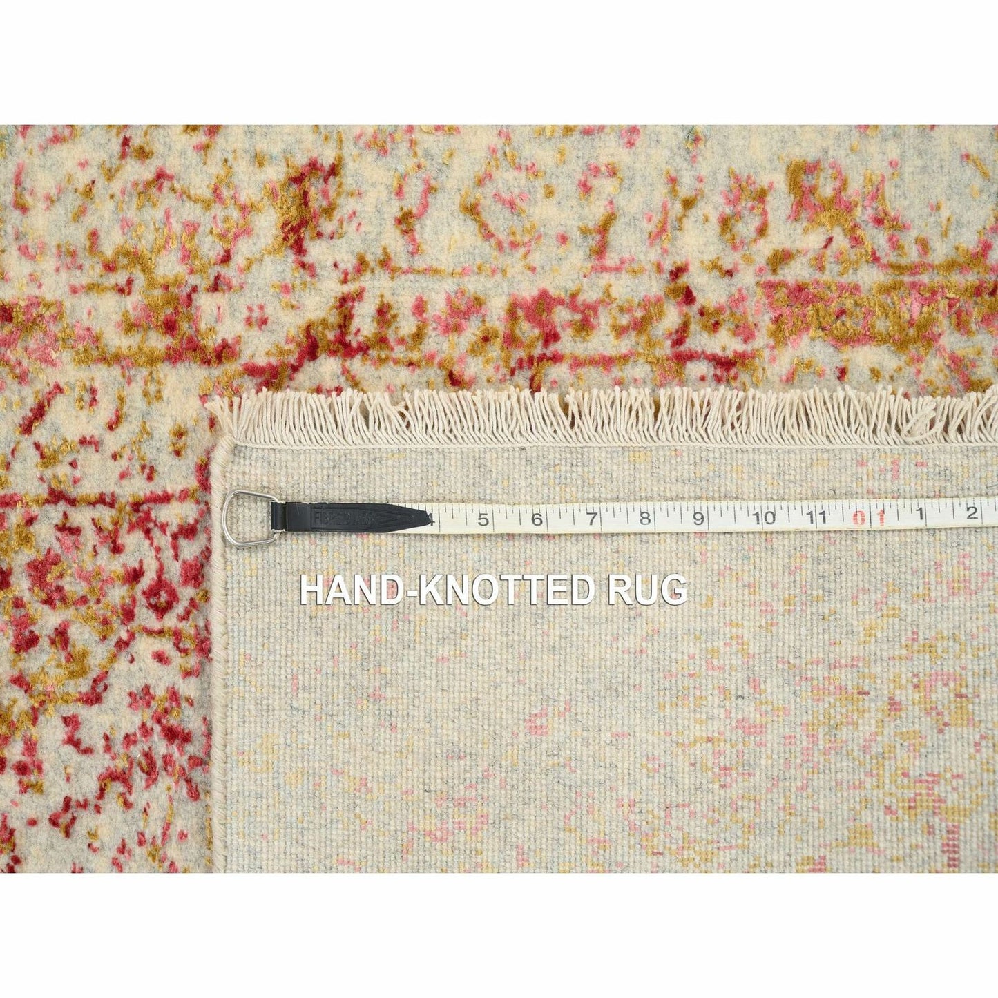2'6"X11'10" Pink Hand Knotted Farsian Wool And Pure Silk Runner Rug