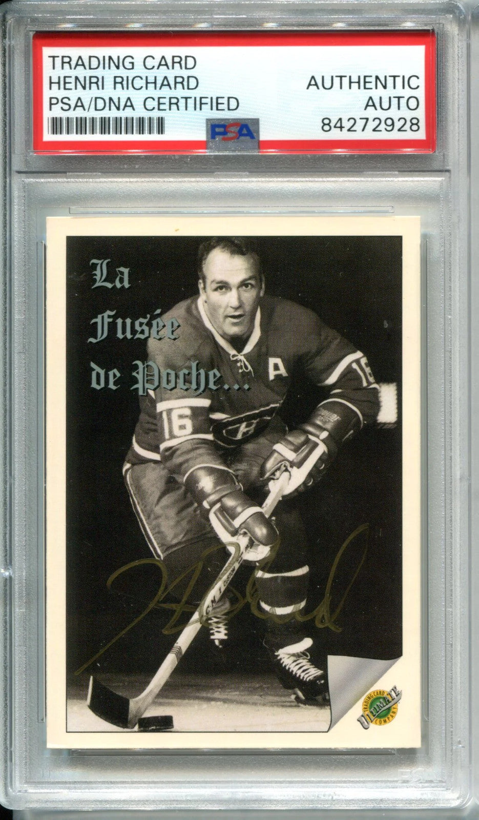 Henri Richard Autographed 1992 Ultimate Trading Card Company Card (Psa)