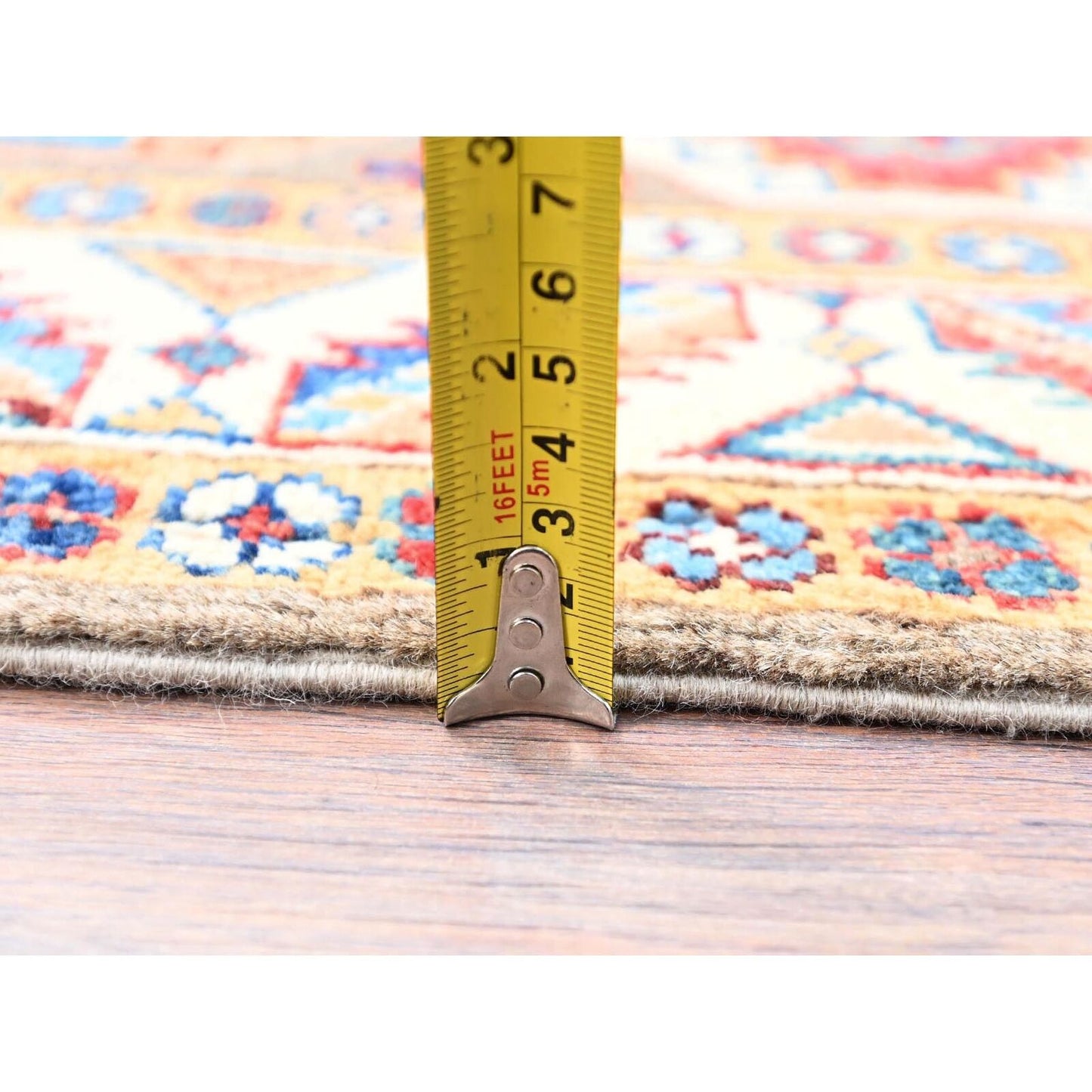 2'10"X9'9" Gray Hand Knotted Special Kazak Pure Wool Wide Runner Rug