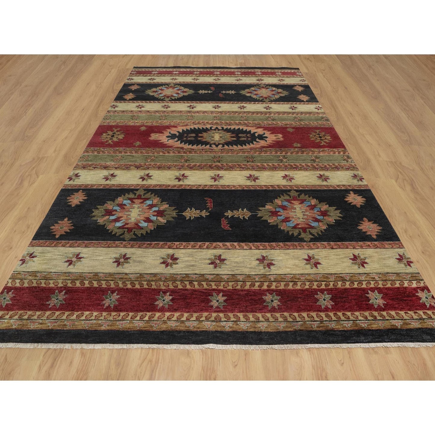 10'X14' Beige Southwestern American Indian Design Hand Knotted Wool Rug