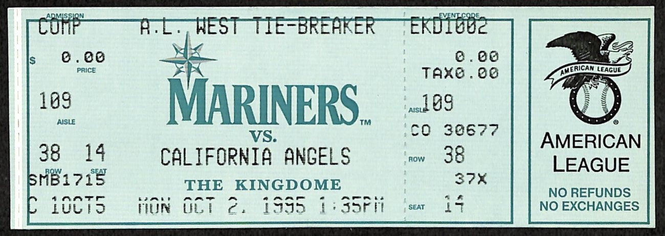 2004 Al West Tiebreaker Game Full Ticket Mariners