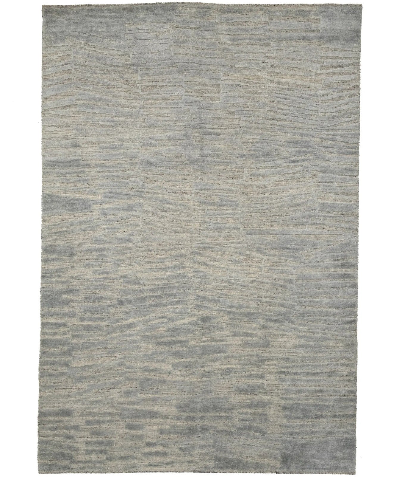 Bas-Relief Modern Gray Wool Hand-Knotted 6X9 Ft