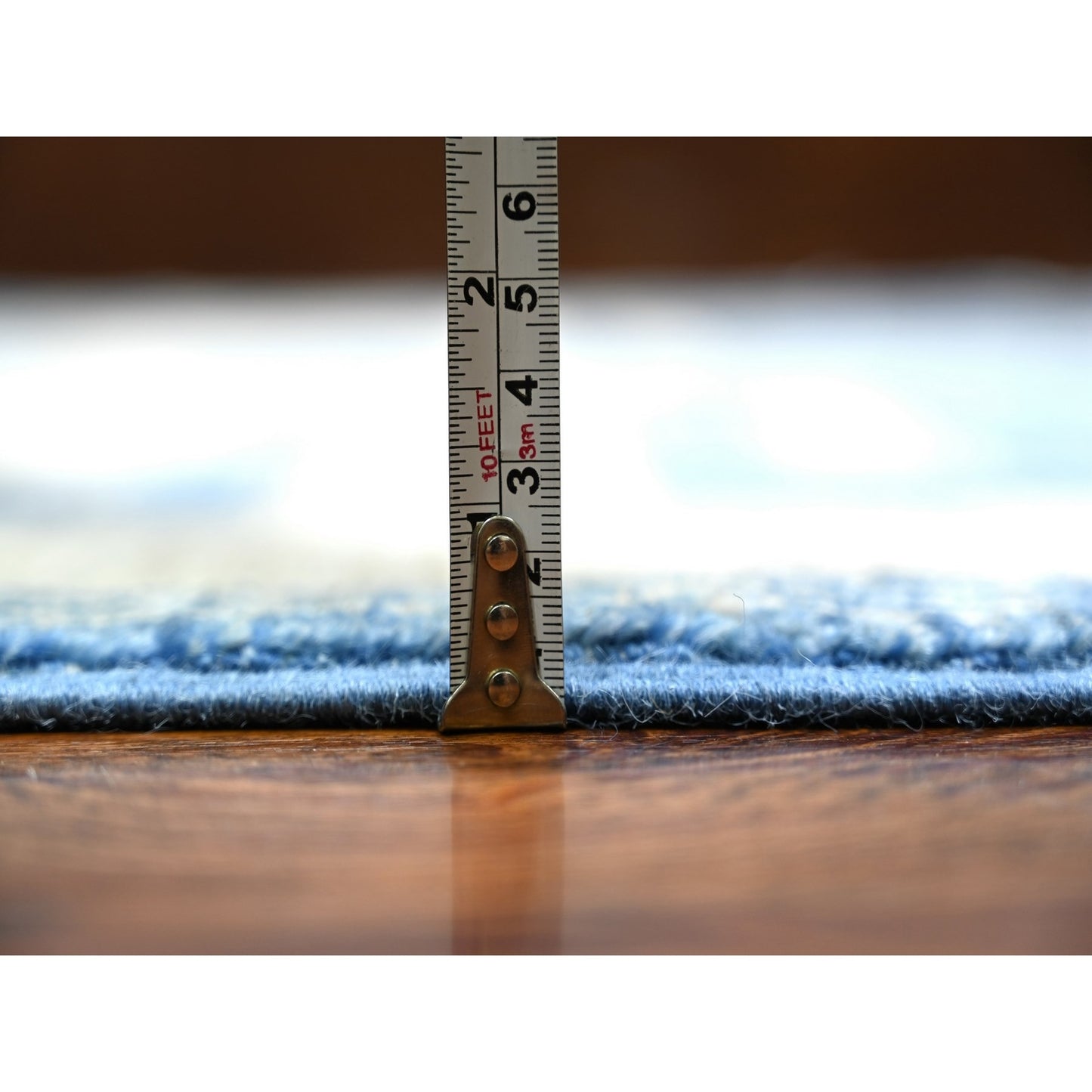 8'X9' Denim Blue Fine Peshawar Wool Hand Knotted Oriental Rug