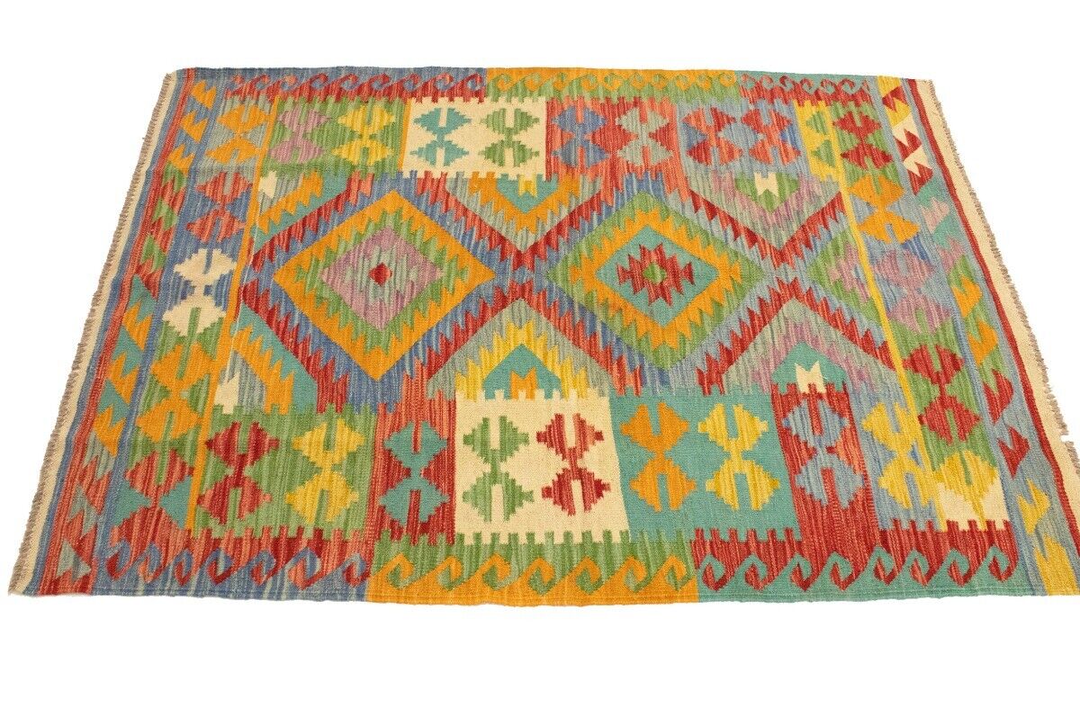 Multicolor Kilim Rug Geometric Design Office