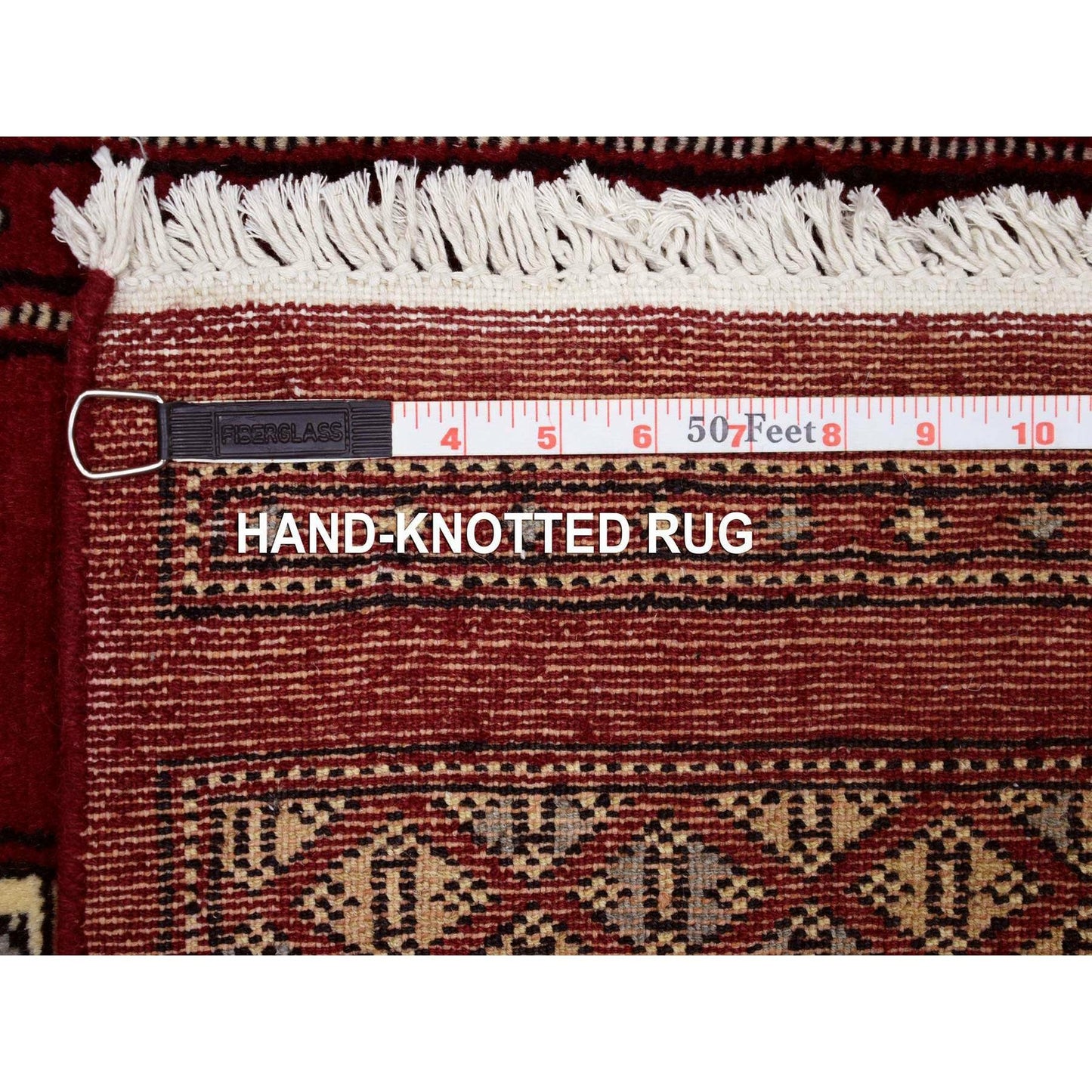 2'6"X9'1" Mori Bokara Deep And Rich Red Soft Wool Hand Knotted Runner Rug