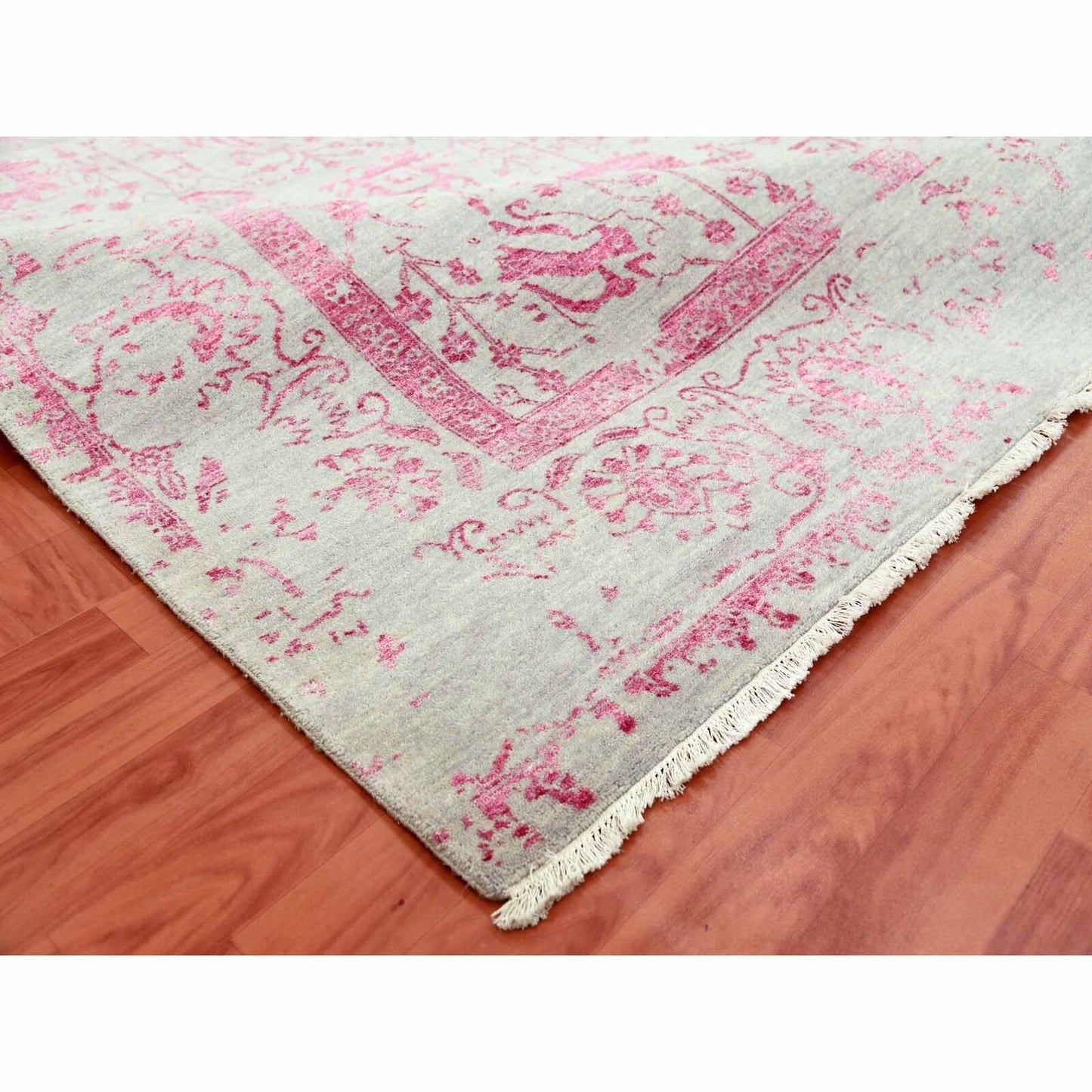8'10"X11'3" Beige Zoroastrian Tebraz Design Wool And Silk Handknotted Rug
