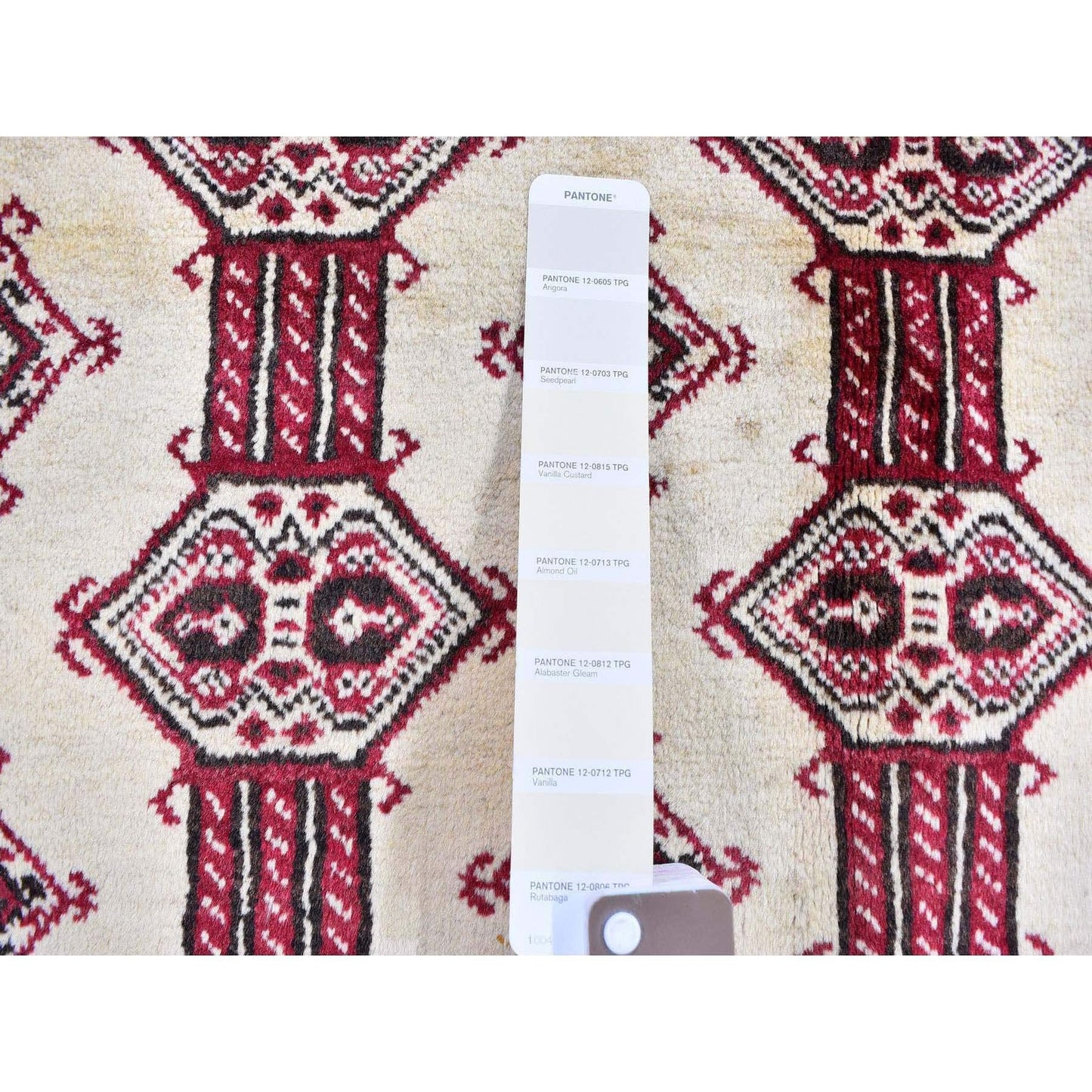 4'6"X7' New Turkoman Bokara Repetitive Design Pure Wool Hand Knotted Rug