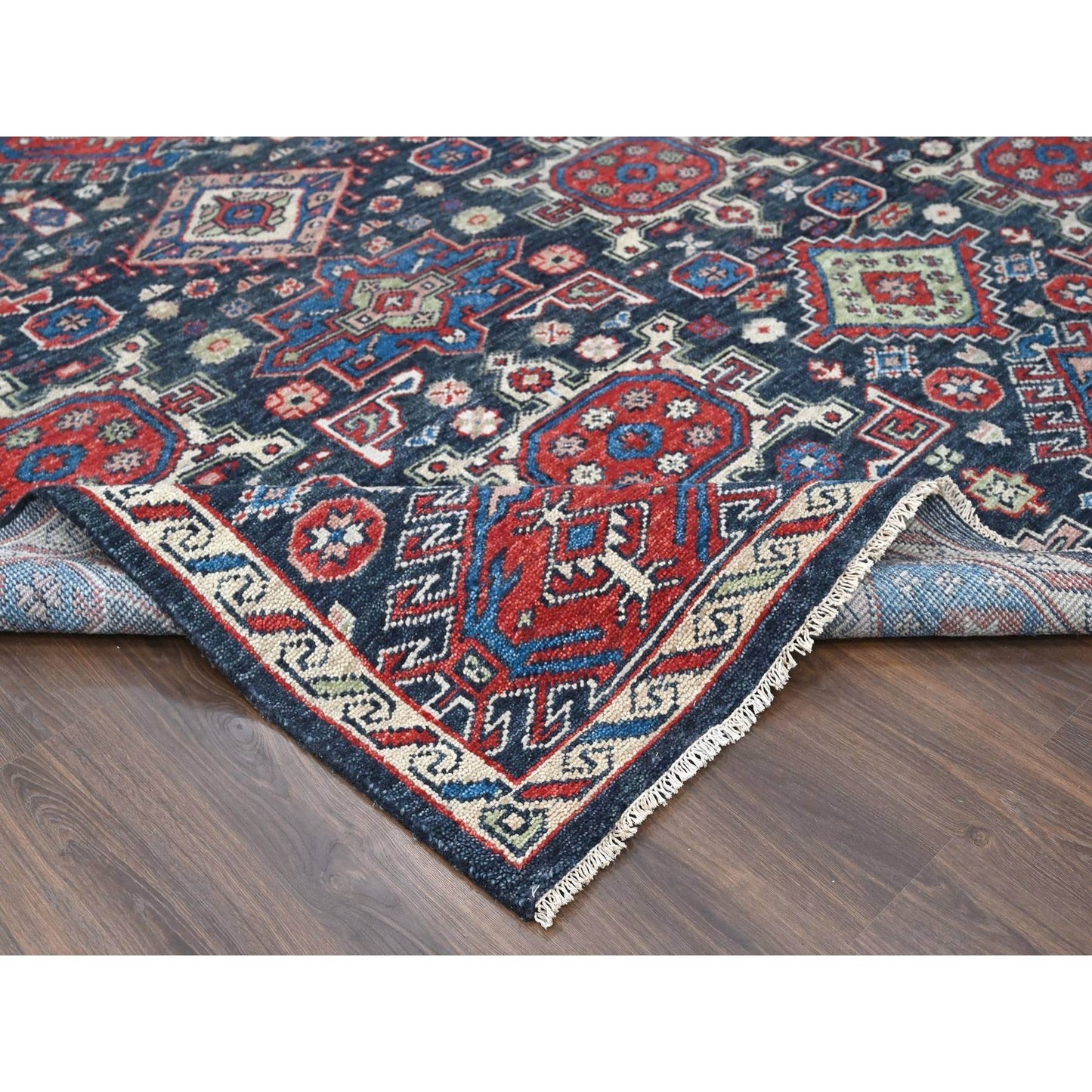 12'X18' Black Supple Organic Wool Hand Knotted Oversize Oriental Rug