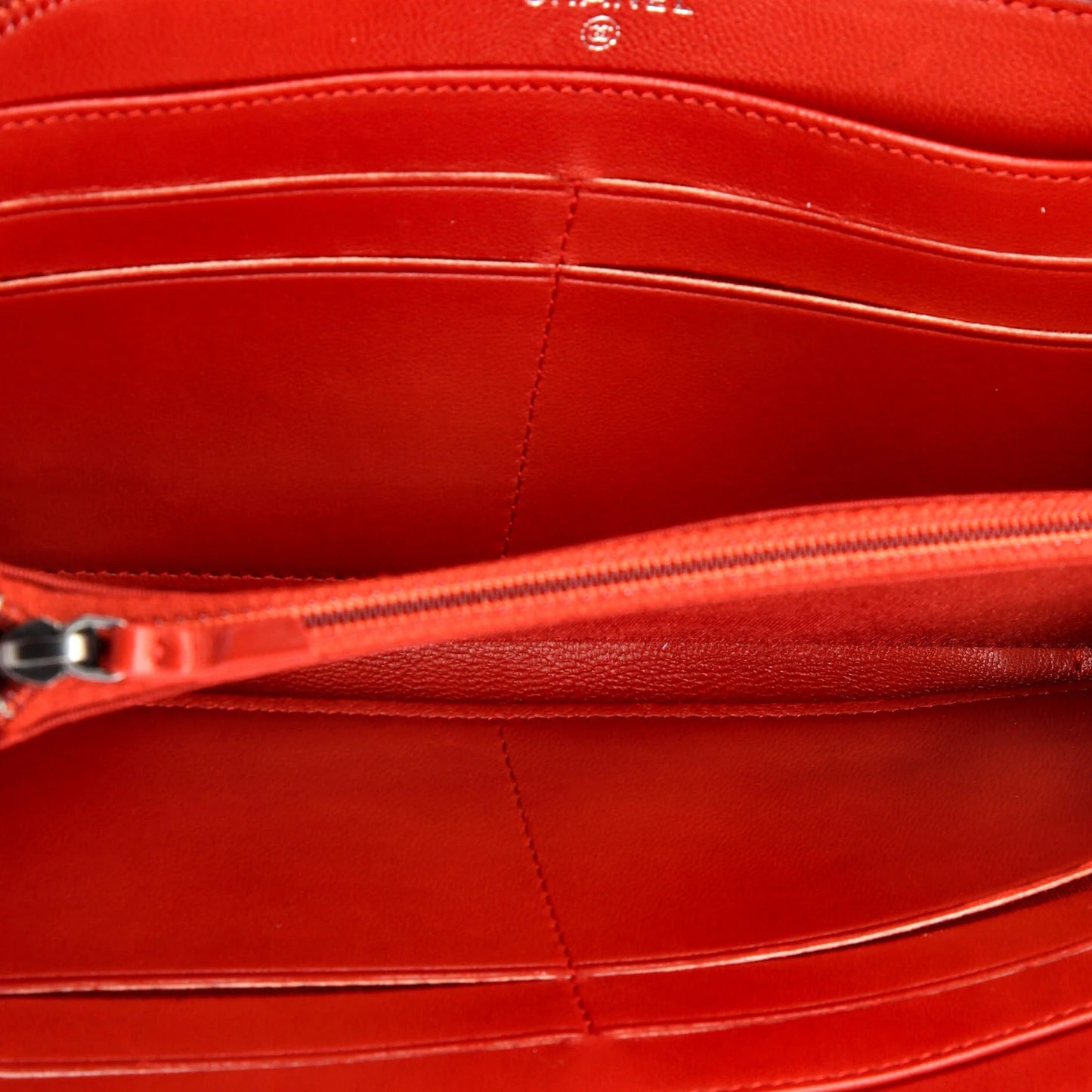 Chanel Boy Zip Around Wallet Quilted Lambskin Long