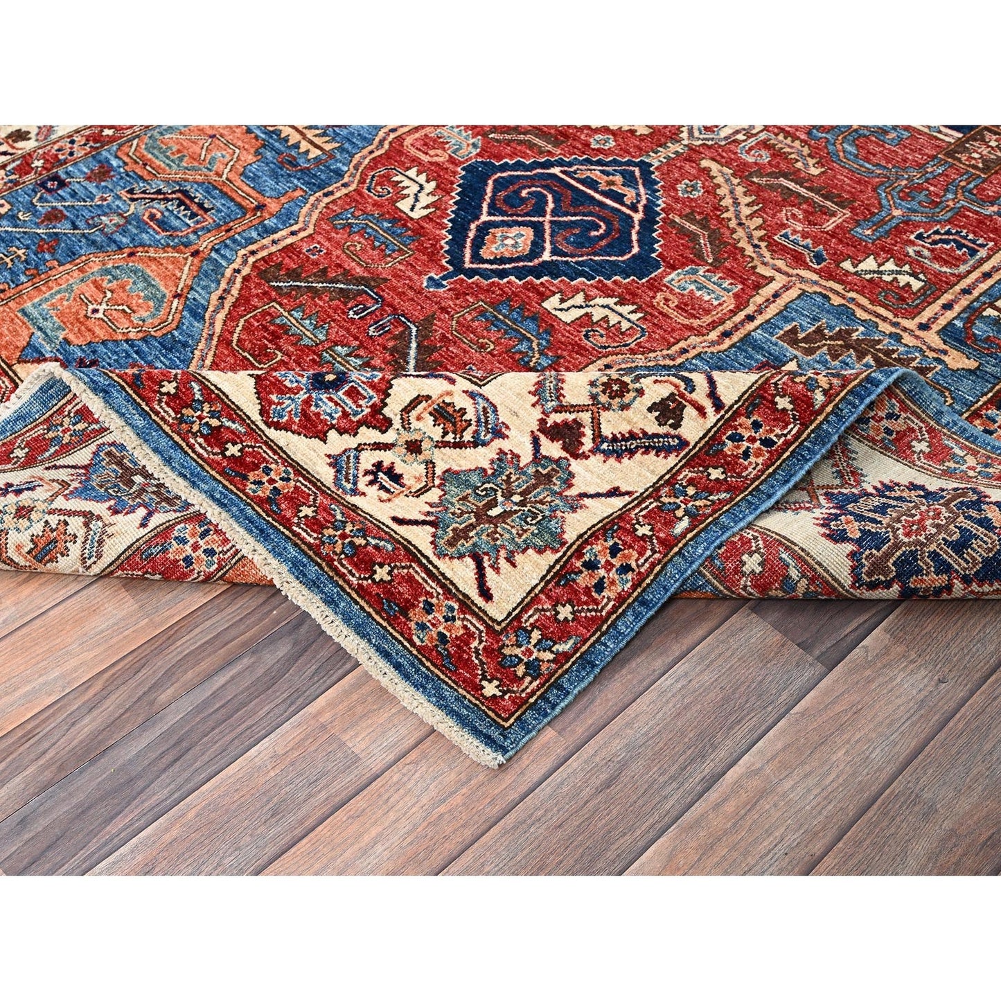 6'1"X11'7" Blue Aryana Grade Seeripe Heris Wool Hand Knotted Runner Rug