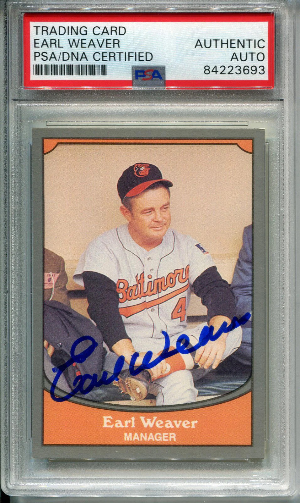 Earl Weaver Autographed 1990 Pacific Card #108 (Psa)