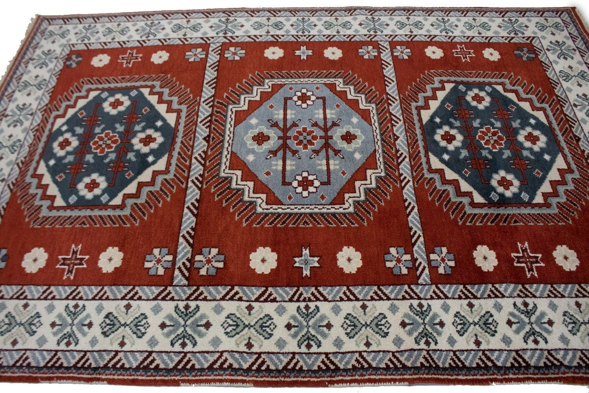Handmade Kazak Oriental Rug Vintage Style