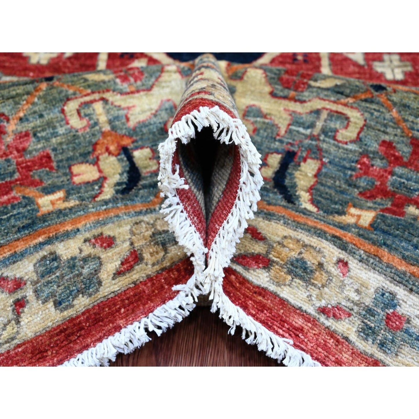 9'X12' Red Seeripe Heris With Flower Design Hand Knotted 100% Wool Rug