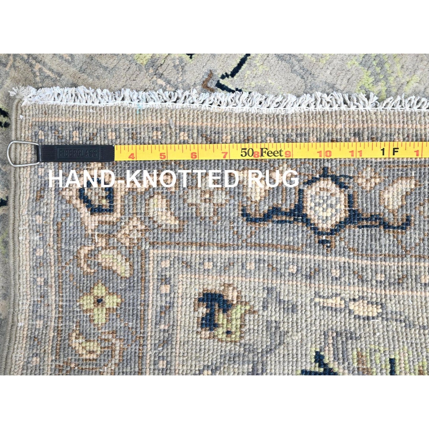 3'1"X4'10" Marian Blue Seeripe Heris Design Natural Wool Hand Knotted Rug