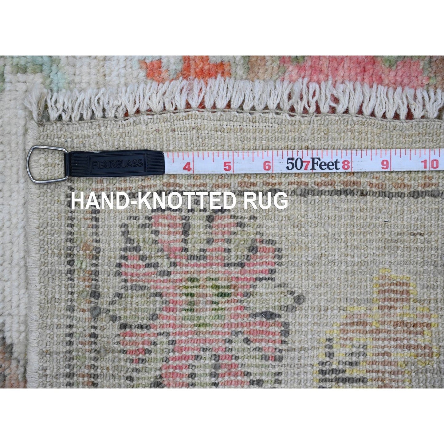 2'9"X8' Gray Angora Oushak Leaf Design Hand Knotted Pure Wool Runner Rug