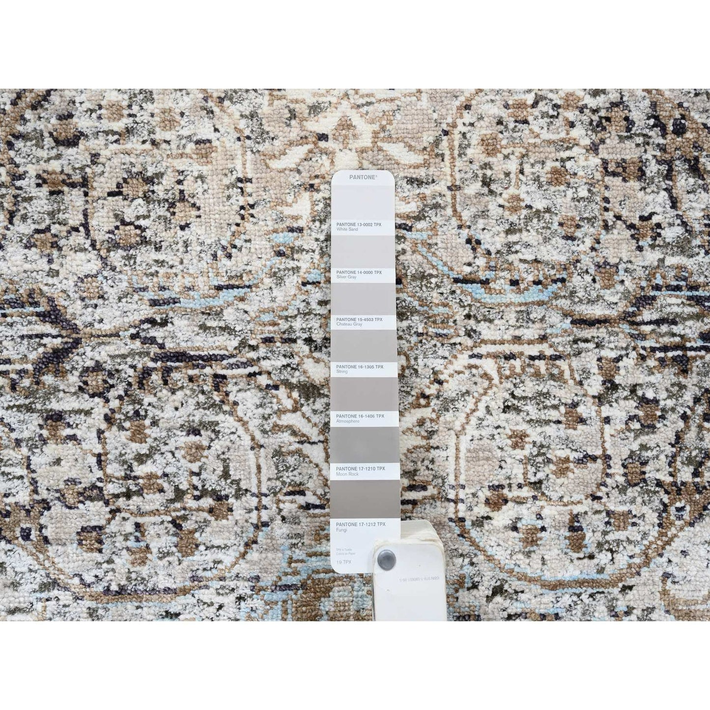 2'6"X16' Gray, Hand Knotted, Modern, Silk With Wool, Xl Runner, Rug