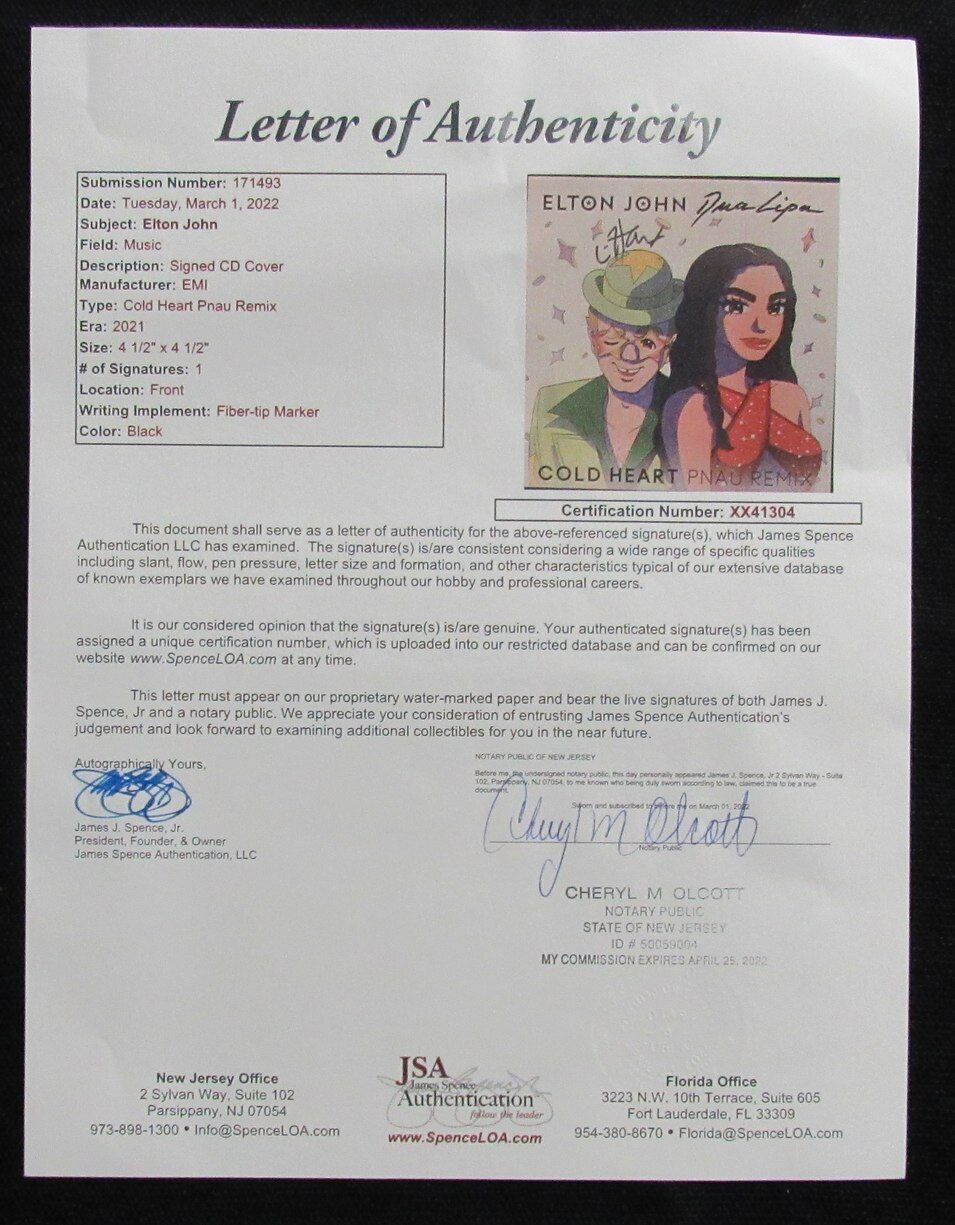 Elton John Autographed Elton & Dua "Cold Heart