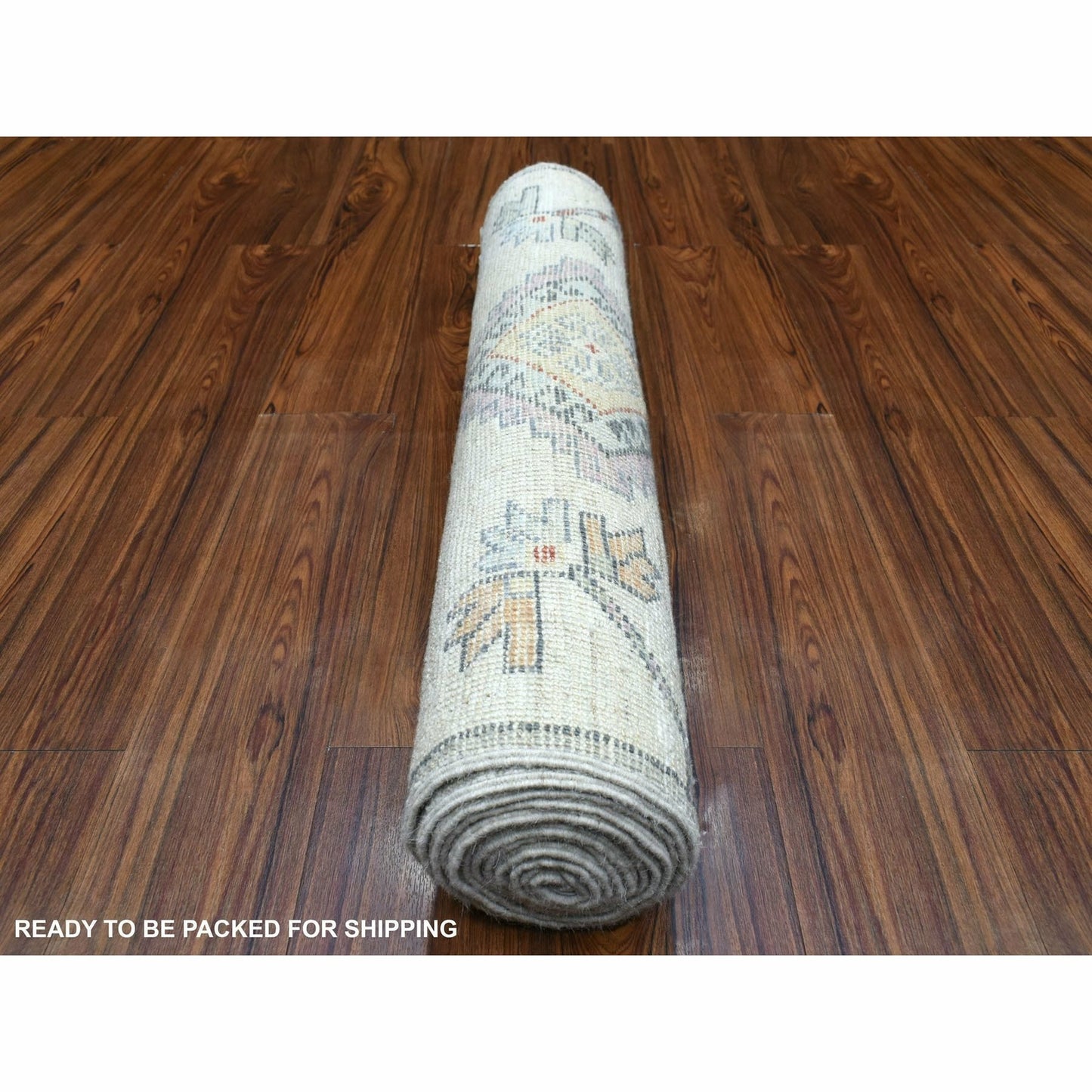 3'X12' Hand Knotted Gray Anatolian Village Inspired Wool Wide Runner Rug