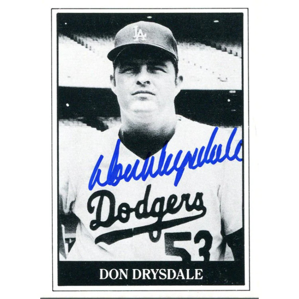 Don Drysdale Autographed Black And White Baseball Cards