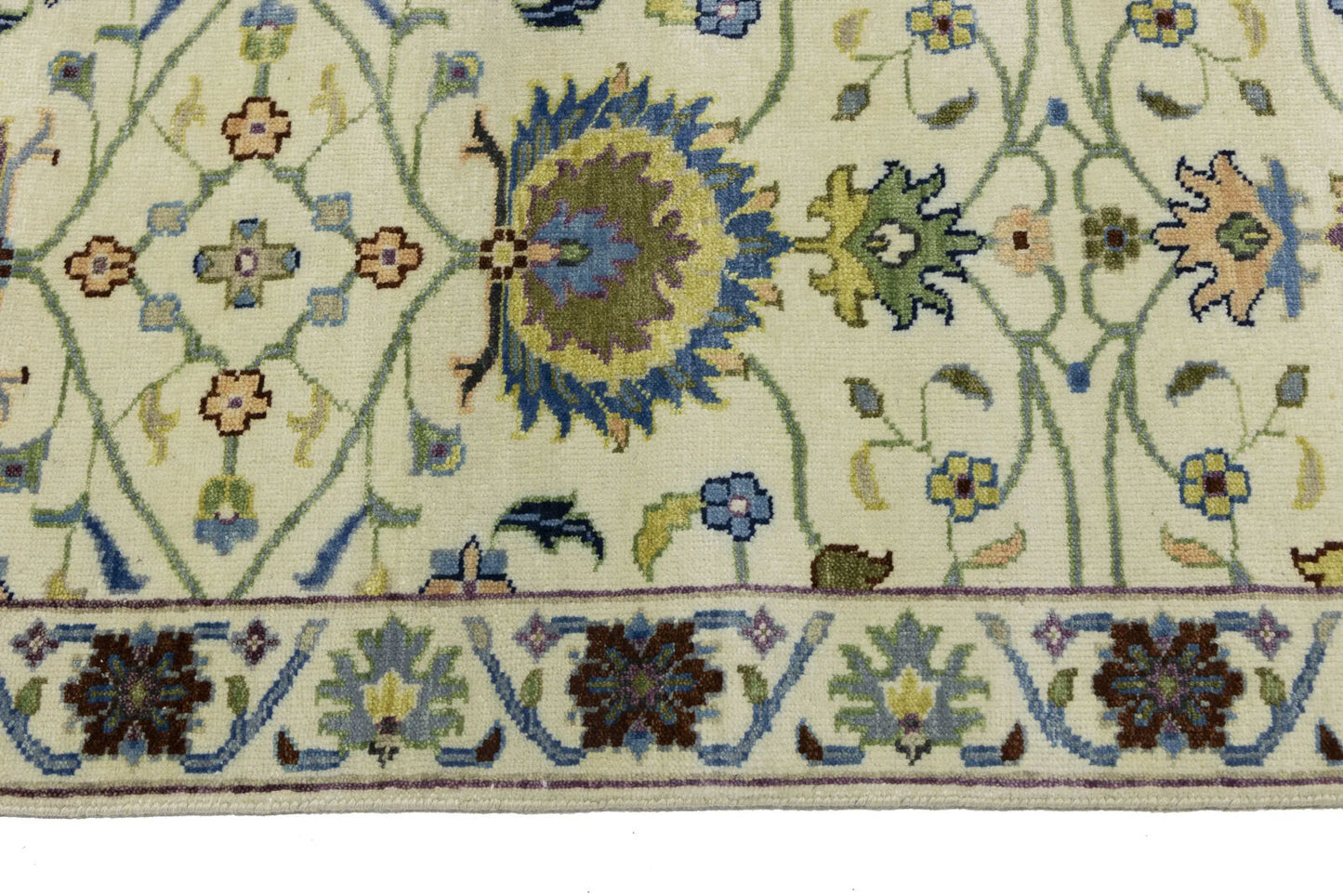 Cream Osh Chobi Peshawar Wool Runner Rug Floral