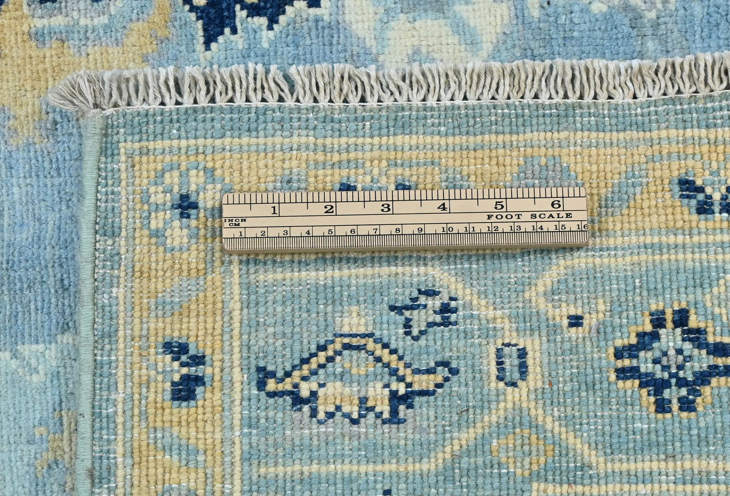 Blue Kazak Oushak Handmade Rug 4X5 Ft Floral