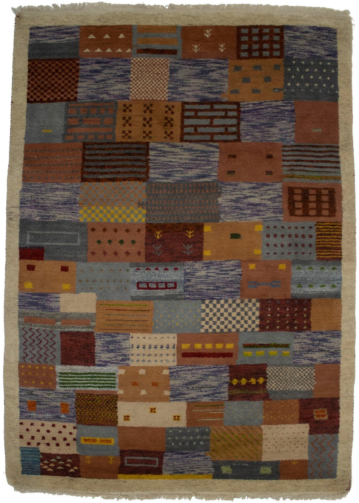 Handmade Tribal Checker Design Indo-Gabbeh Rug