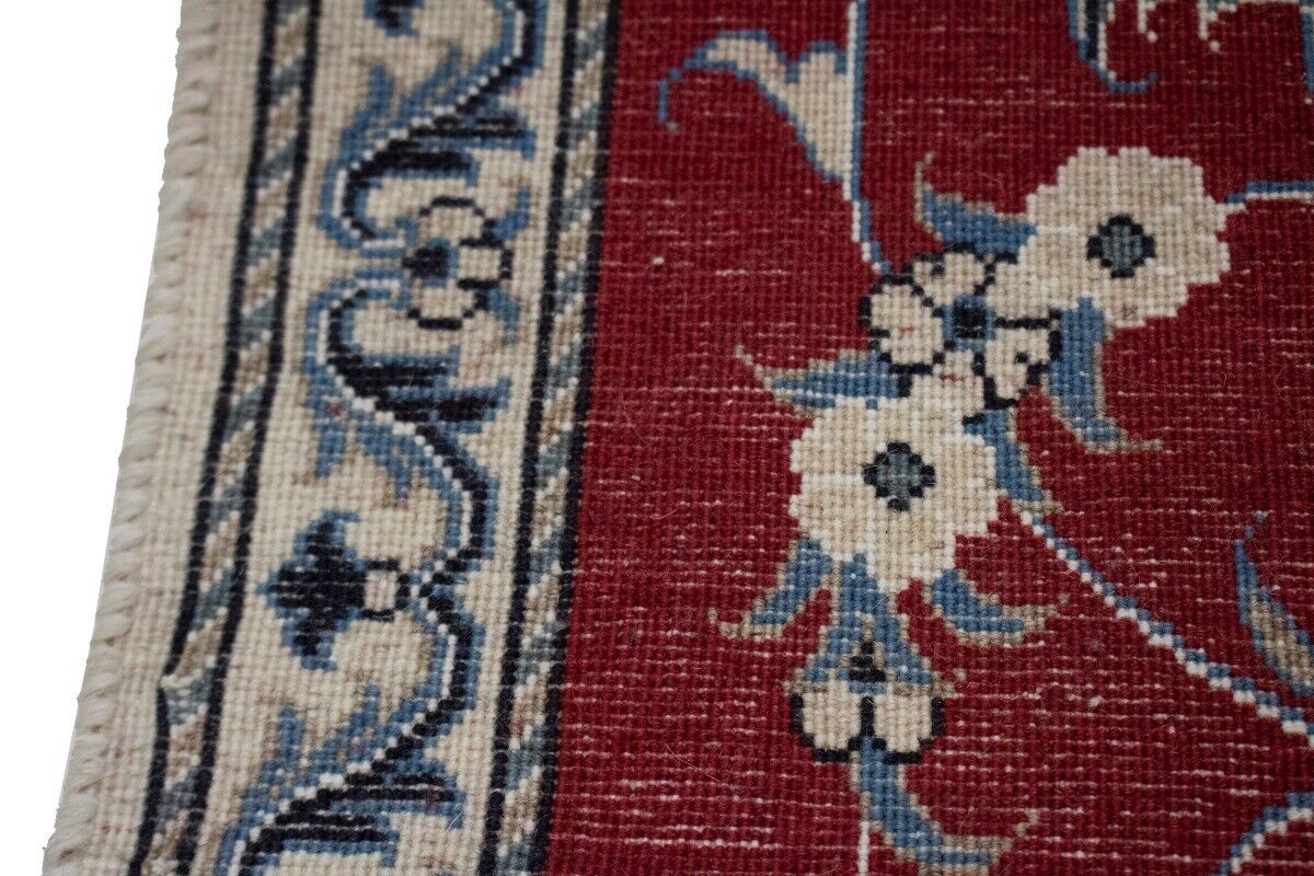 Hand-Knotted Red Area Rug Classic Floral Design