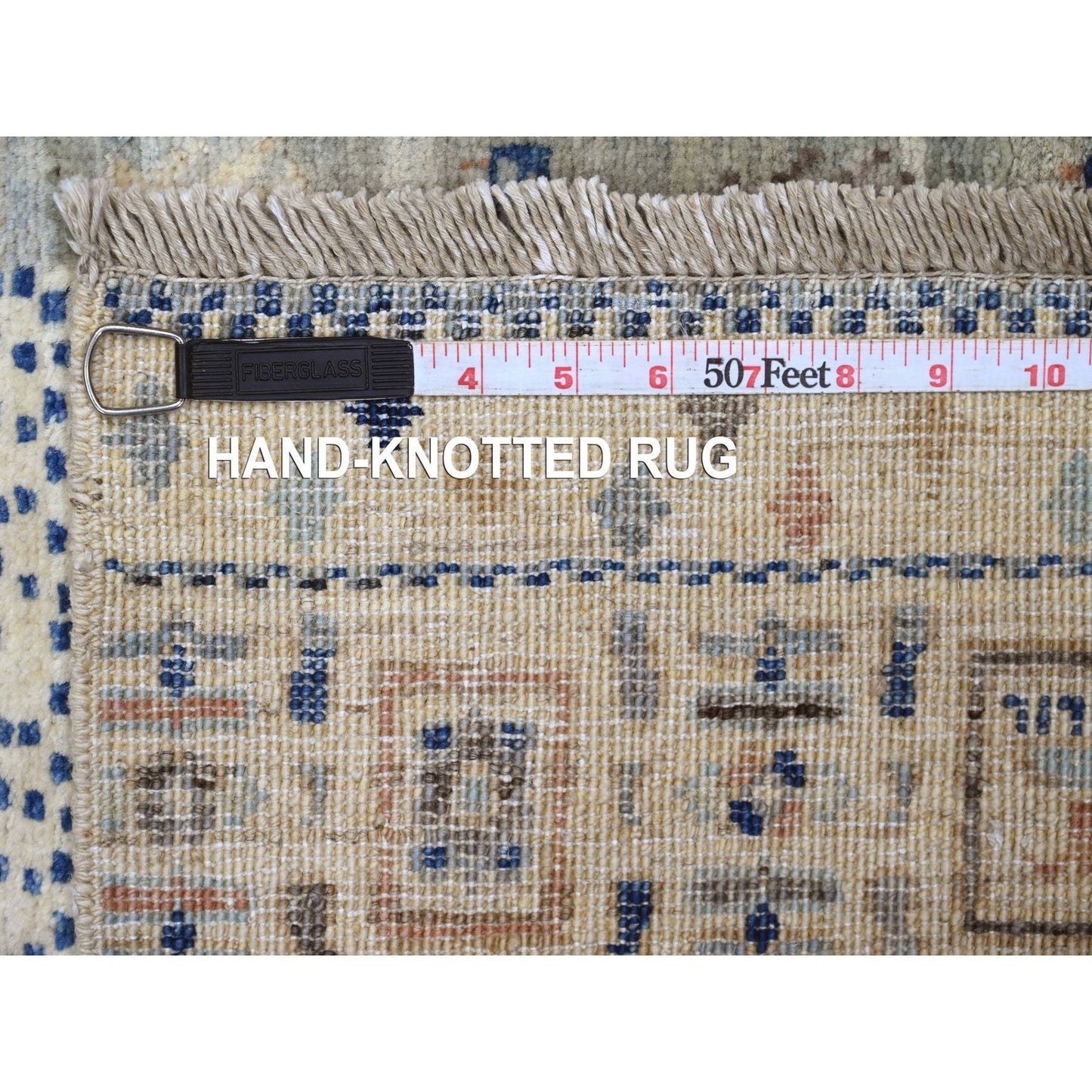 2'10"X9'7" White Kashkuli Animal Figurines Wool Hand Knotted Runner Rug