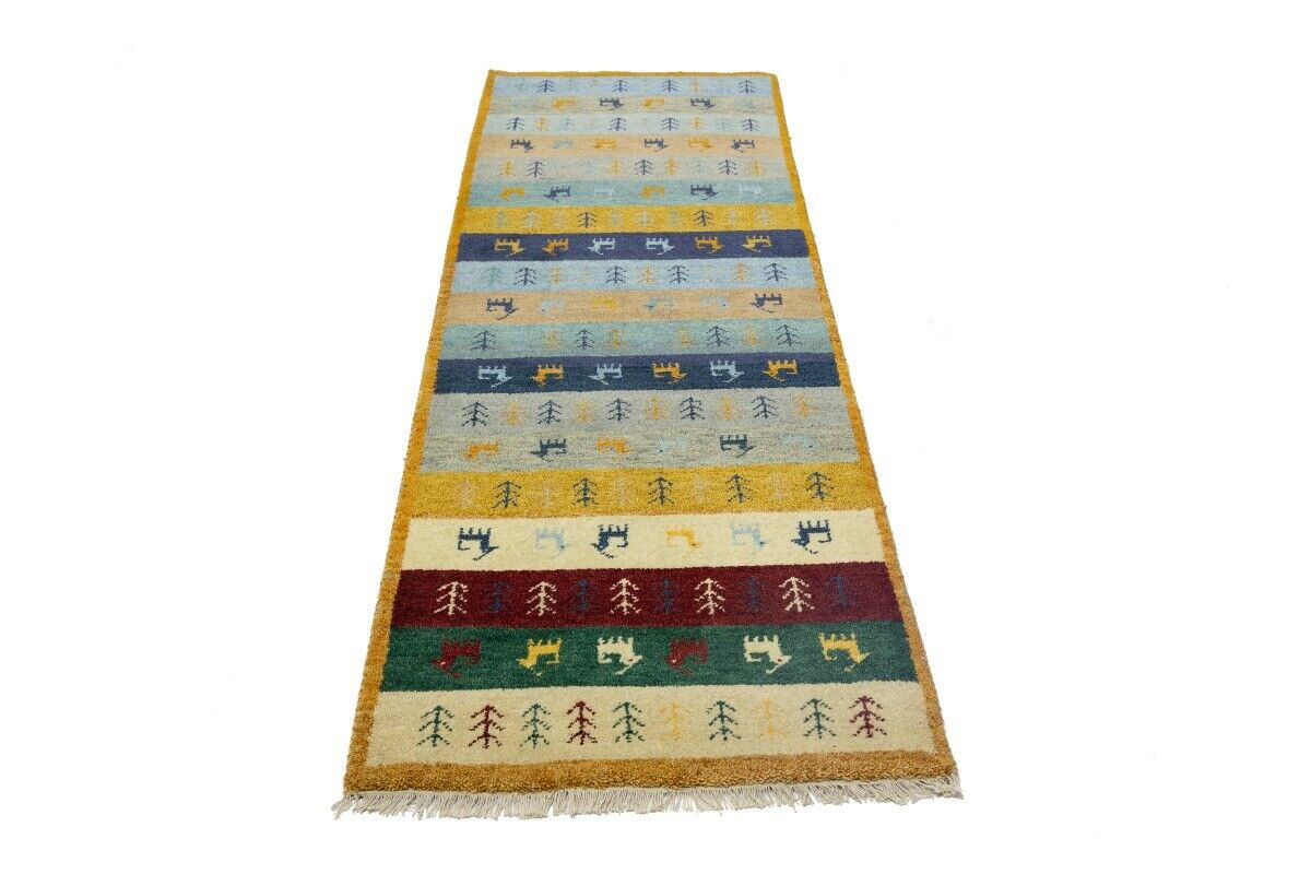 Contemporary Multicolored Stripes Indo-Gabbeh