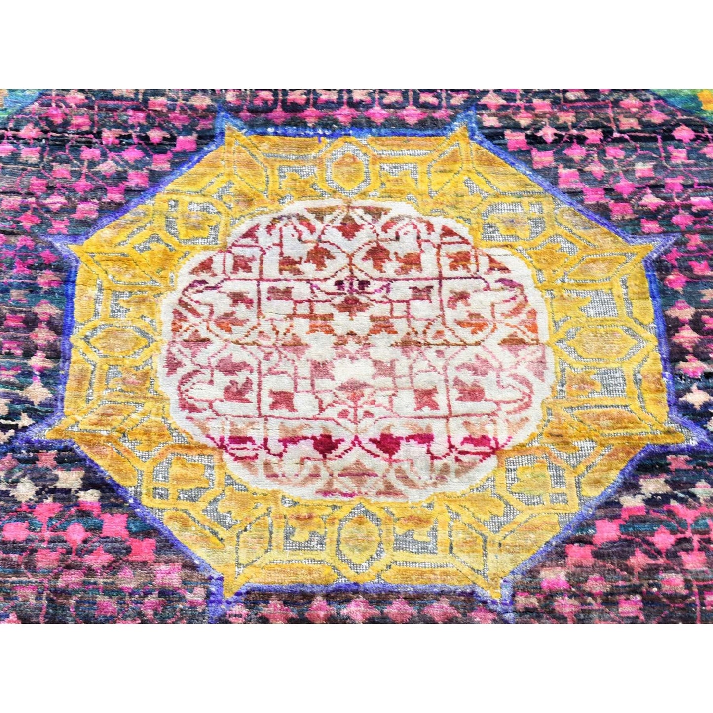 3'1"X17'4" Green Mamluk Design Silk With Wool Hand Knotted Xl Runner Rug