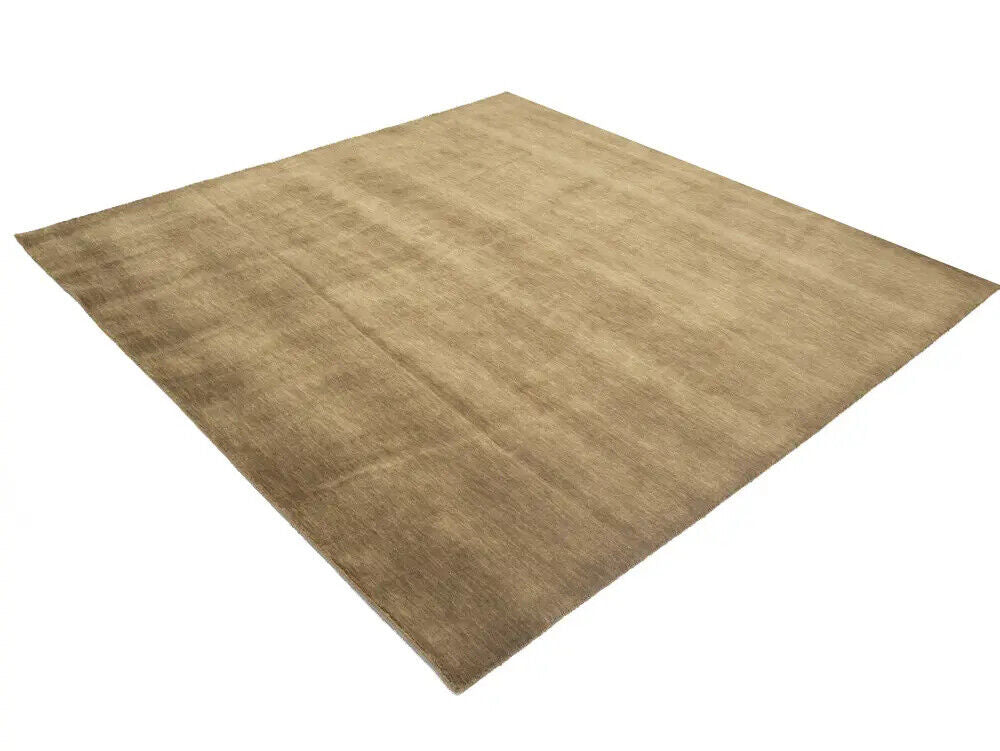 Solid Brown Hand-Loomed 8X8 Gabbeh Wool Rug