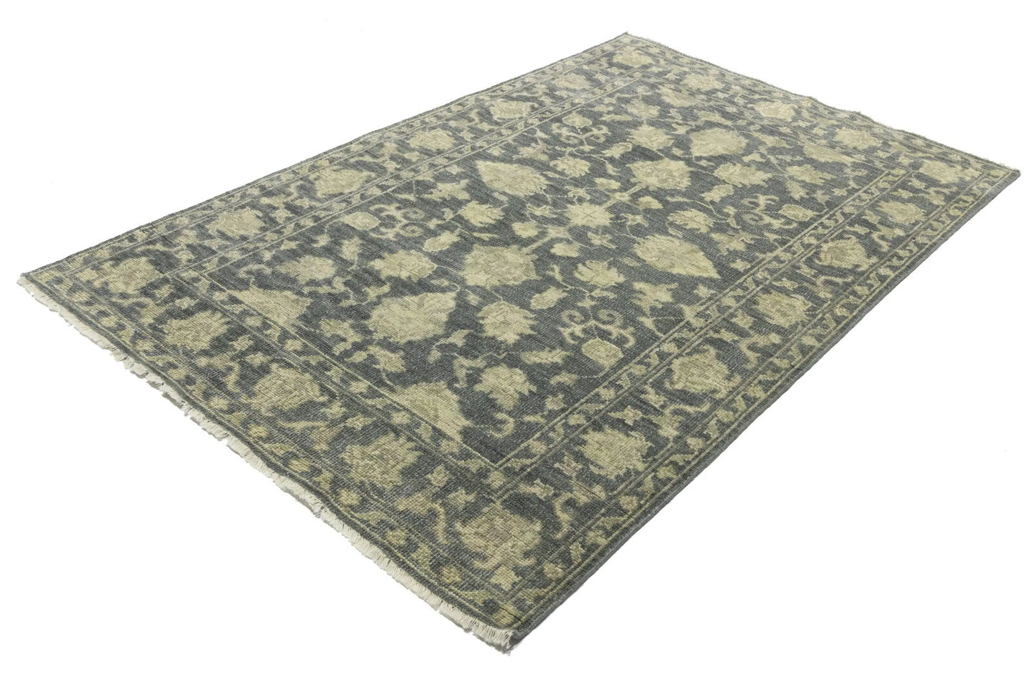 Hand-Knotted Floral Transitional Oriental Rug
