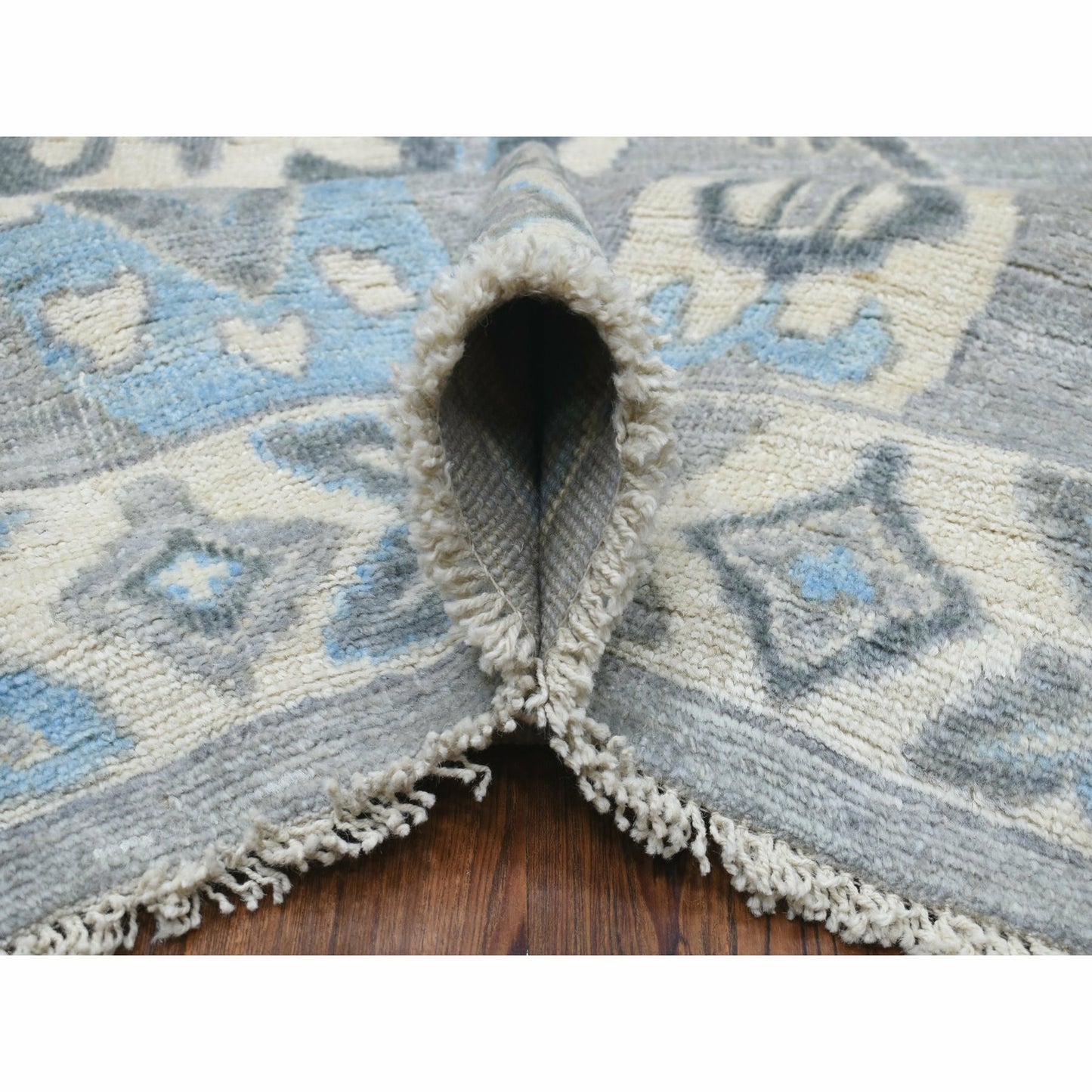 8'X9'10" Wool Hand Knotted Gunmetal Gray Afghan Angora Oushak Rug