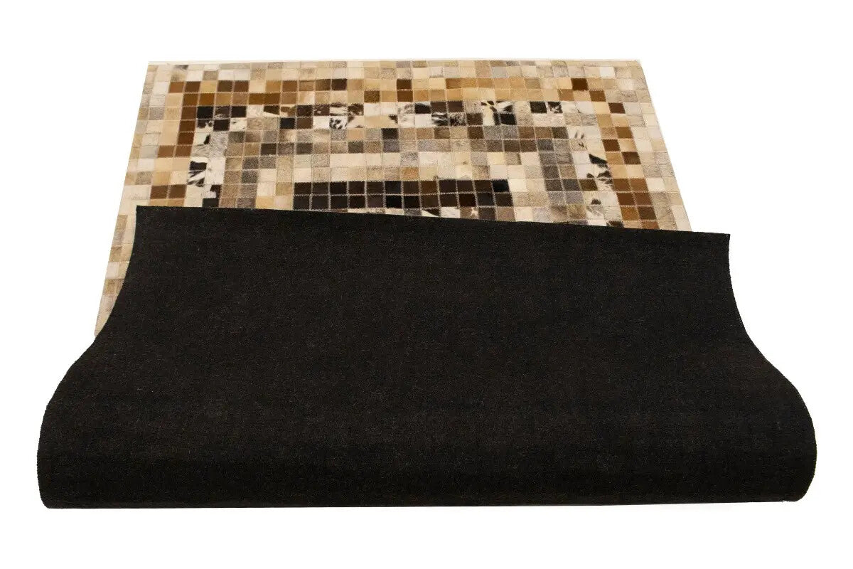 Hand-Crafted Modern Cowhide Leather Rug