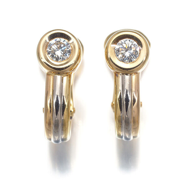 Cartier Earrings Monostone Diamond 3Color 18K 750 Yellow White Rose Gold