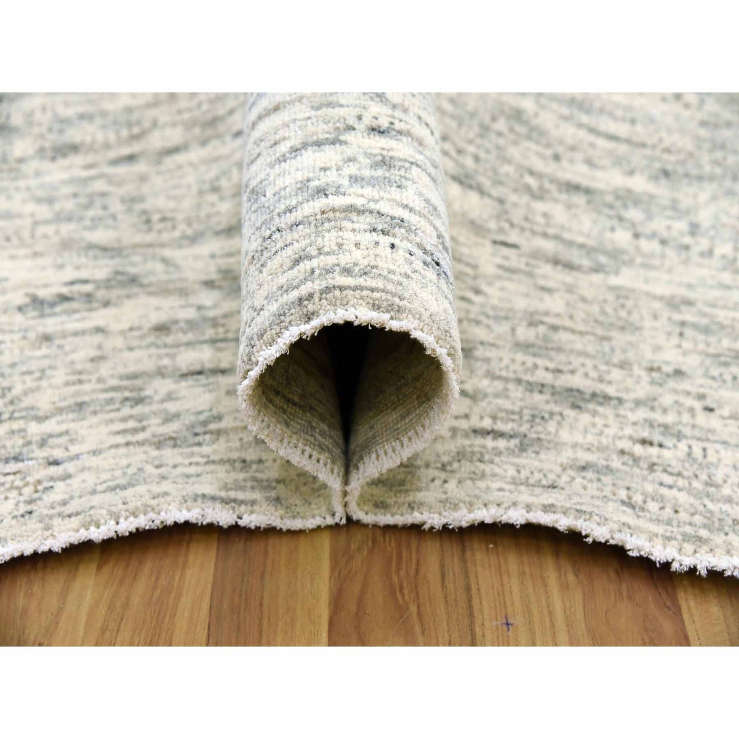 8'X10'1" Beige Hand Knotted Wool Organic Salt And Pepper Design Rug