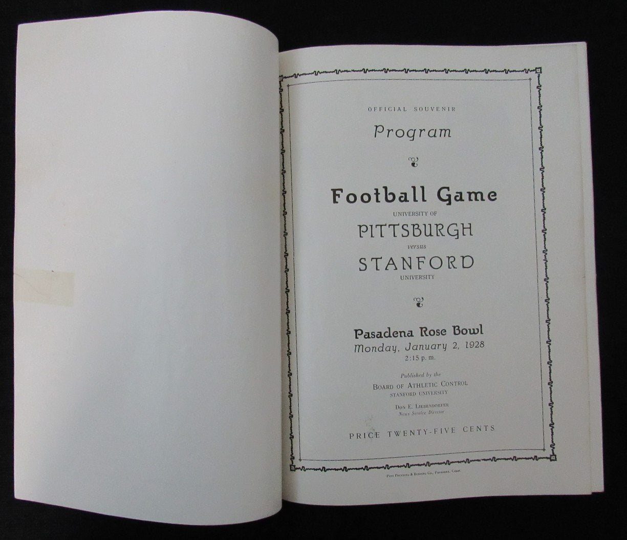 1928 Rose Bowl Pittsburgh Vs. Stanford College