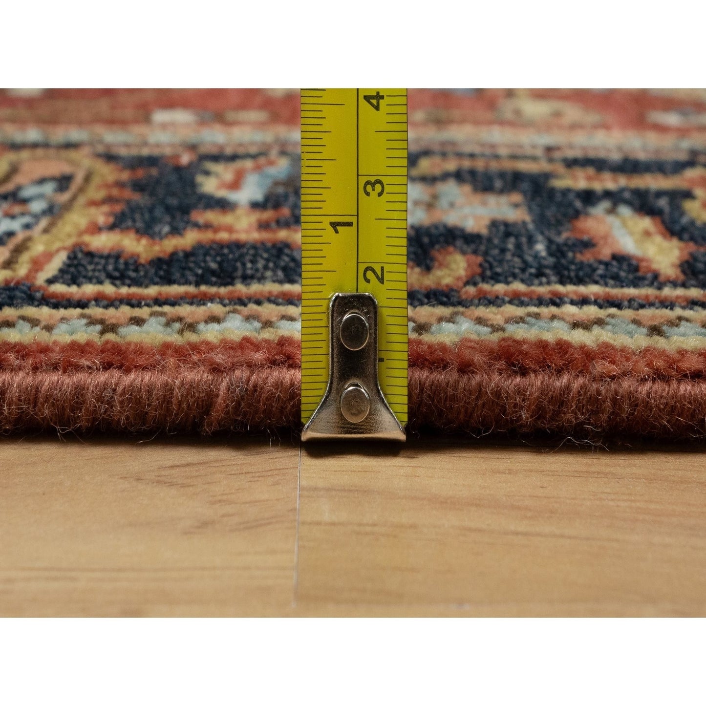2'8"X8' Auburn Red Hand Knotted Heris Revival New Zealand Wool Runner Rug