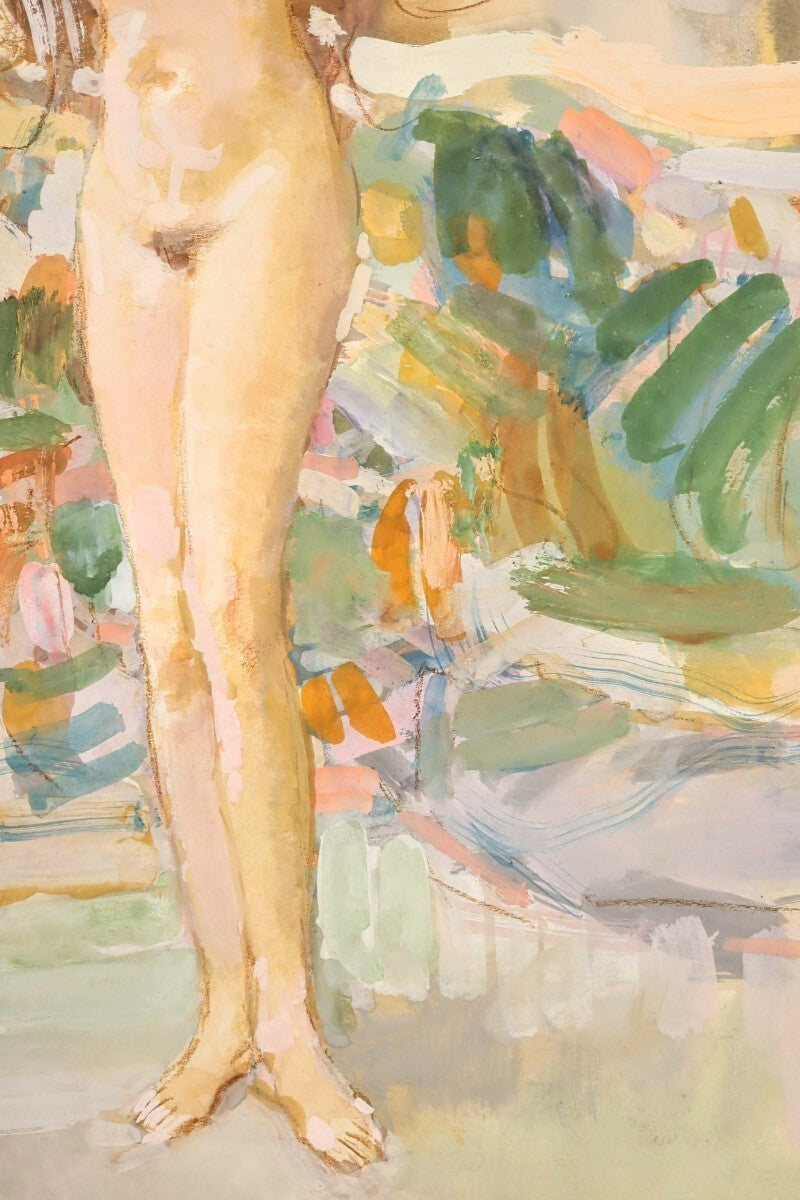 Erno Zorad "Relaxation" Signed Watercolor Nude Painting - Rare Hungary Artist