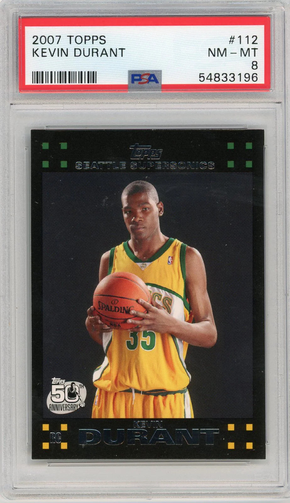 Kevin Durant 2007-08 Topps Black Border RC #112 PSA NM-MT 8