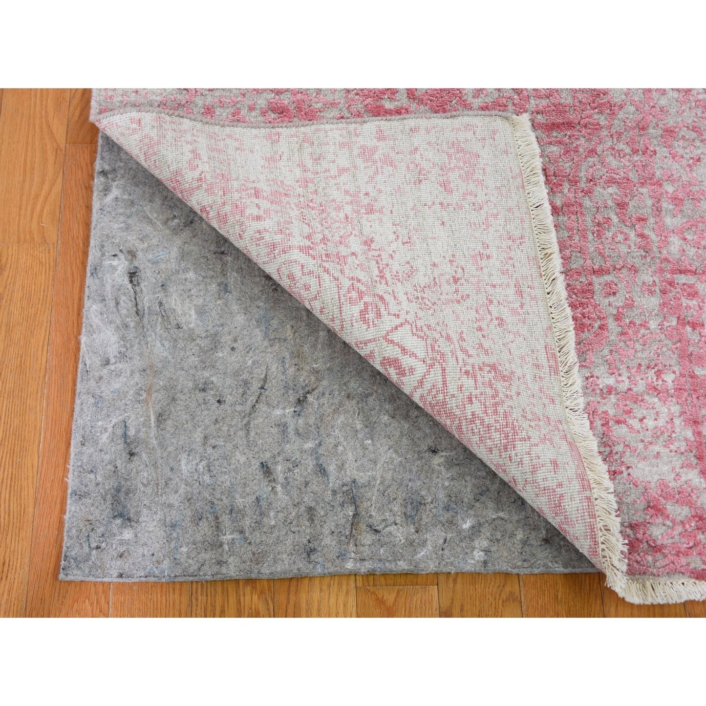 2'8"X11'10" Broken Farsian Design Runner Tone On Tone Wool And Silk Rug