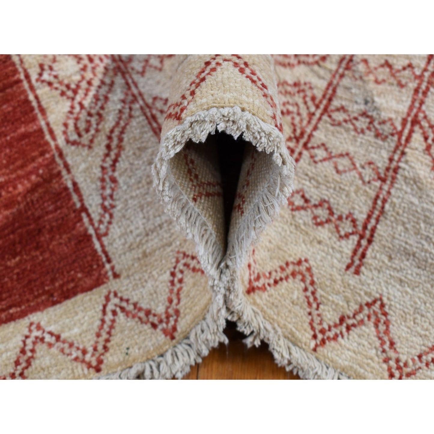 8'1"X10' Red Wool Hand Knotted Peshawar With Geometric Motifs Rug